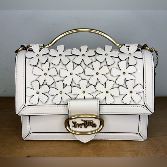 S⭕️LD‼️Coach 1941 Riley Top Handle 22 With Floral Applique Chalk - Picture 2 of 11